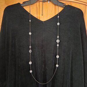 Chico's Gunmetal Discoball Sparkle Necklace with Rhinestones